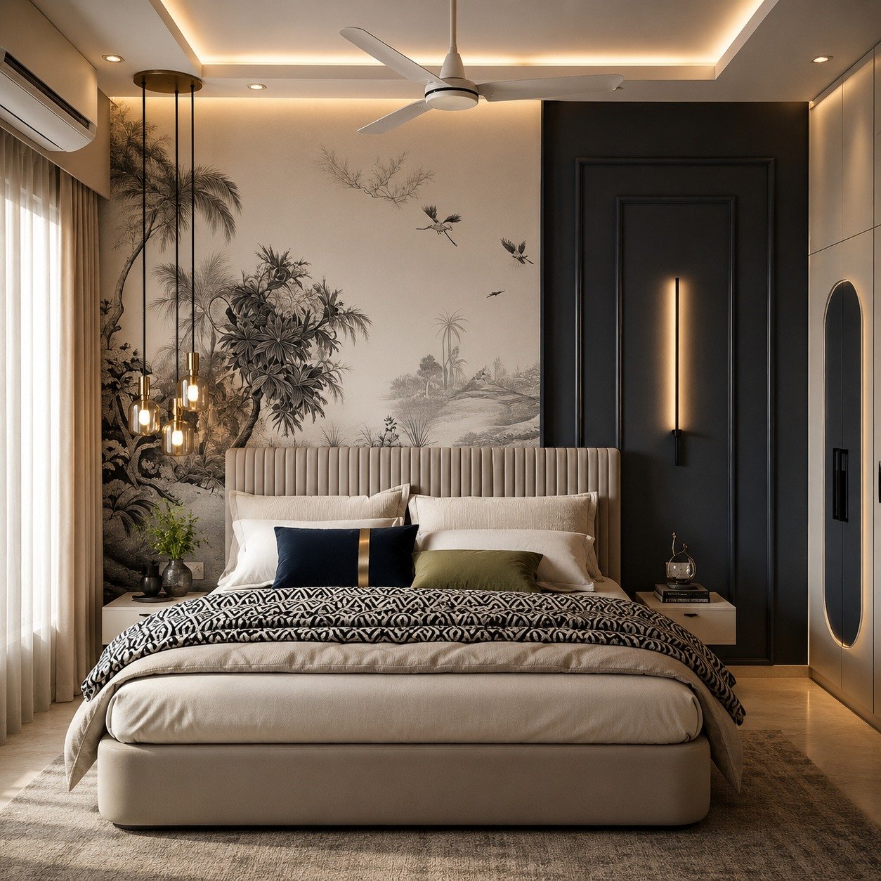 Upholstered bed with storage, Ravet
